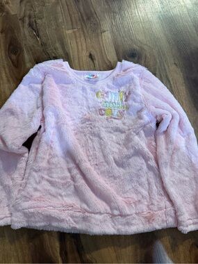 Magic Plush Light Pink Girls Pajama Top with Embroidered Front